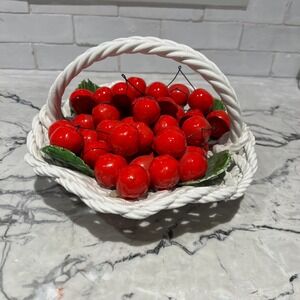 Vintage Capodimonte Italian‎ Basket of Cherries